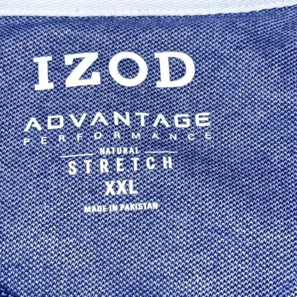 Izod Advantage Performance Natural Stretch Polo Shirt XXL Blue & White Striped - Picture 3 of 7